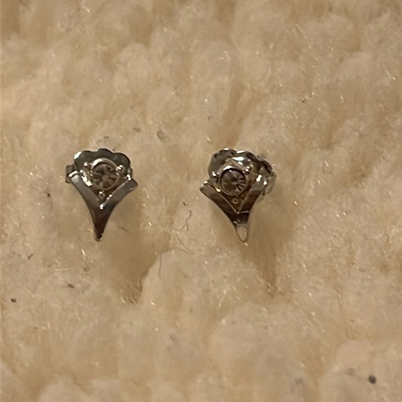Silver Rhinestone Pierce Earrings - Picture 7 of 16